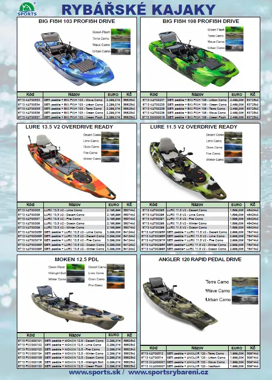 Kompletní katalog rybářských kajaků FeelFree v češtině