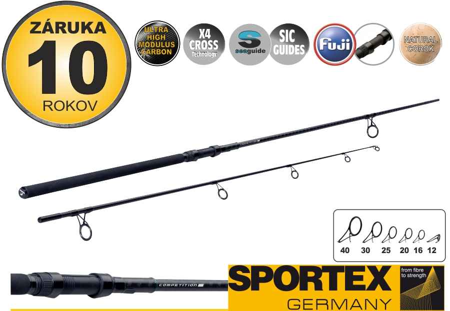 Kaprové pruty SPORTEX Competition CS-4 Breakout 6ks: 10ft. 3,00lbs. 300cm M80