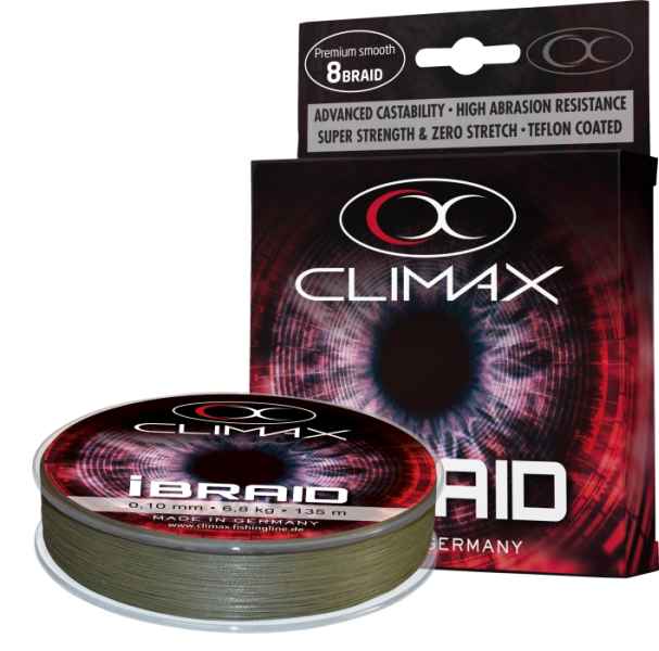 Pletená šňůra Climax iBraid zelená oliva 135m  0,20mm / 19kg