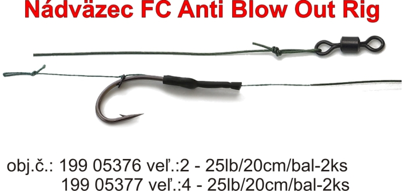 FC Anti Blow Out Rig návazec 20 cm / 2 kusy / Weedy green vel. 2