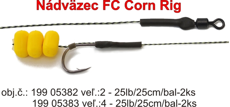FC Corn Rig návazec 25lb /25 cm / 2 pcs / Weedy green vel.4