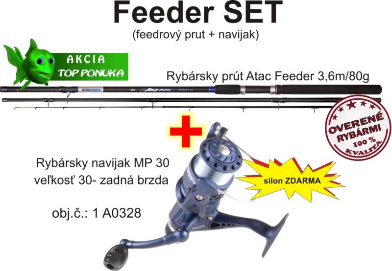 Akce feeder 3,6m / 80g + feeder naviják zadní brz. + silo