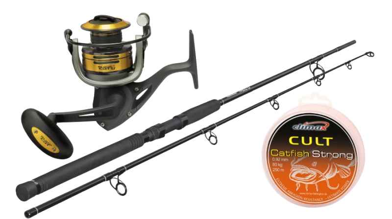 Sumcový set XXL 2,4m / 220g + 6 lož. Navijak + šňůra