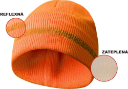 Zateplená čepice s reflexním páskem - oranžová