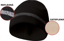 Zateplená čepice s reflexním páskem - černá