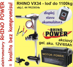 Elektrický lodní motor Rhino VX + Akumulator 65Ah / 12V